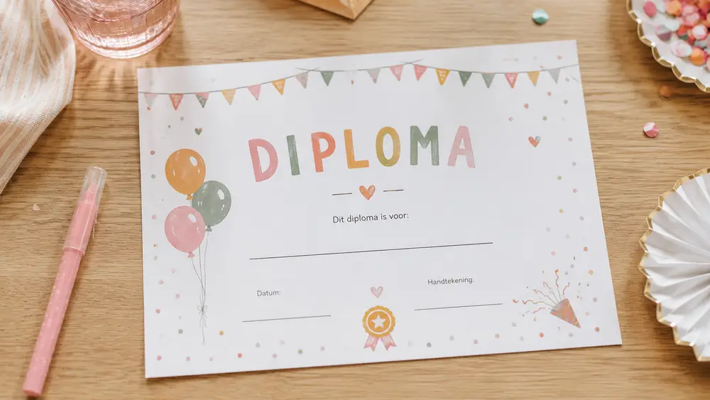 Printbaar diploma voor na afloop van de speurtocht