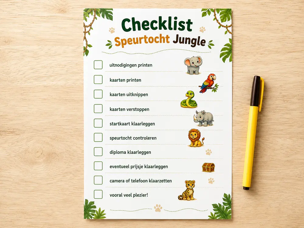 Printbare checklist voor het organiseren van een speurtocht-kinderfeestje